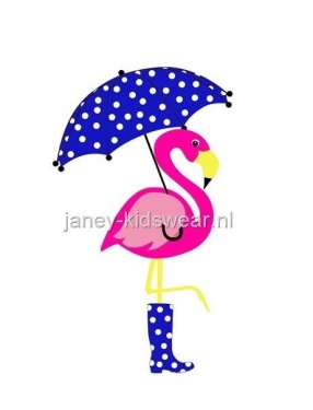 Strijkapplicatie flamingo blauw